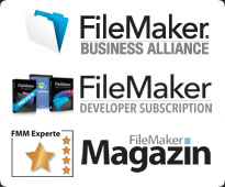 Mitglied in der FileMaker Business Alliance und FileMaker Developer Subscription. Mitglied in der FileMaker Business Alliance und FileMaker Developer Subscription.