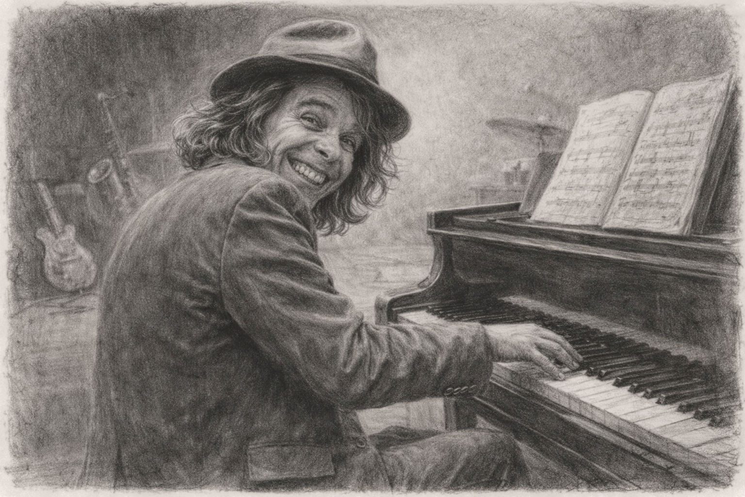 Helge Schneider on the grand piano