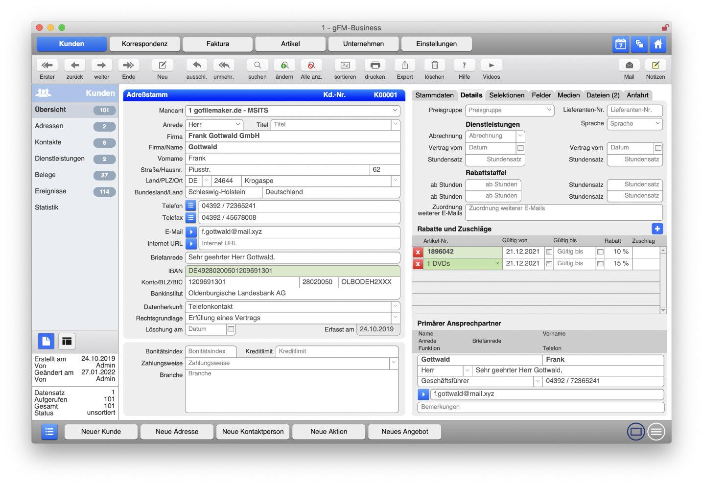 Kundenbezogene Rabatte und Zuschläge in CRM und Faktura