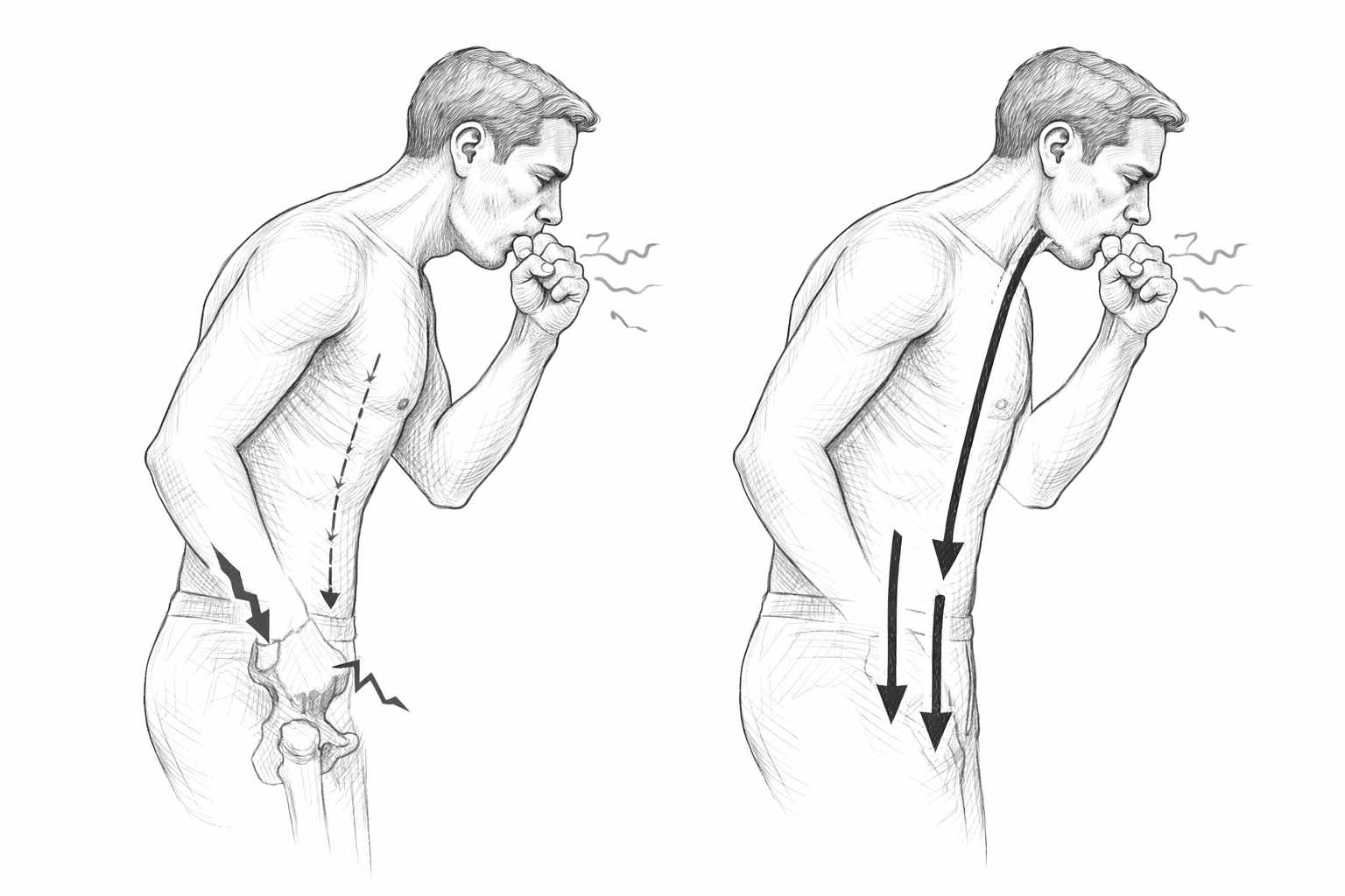 Druck und Husten im Leistenbereich