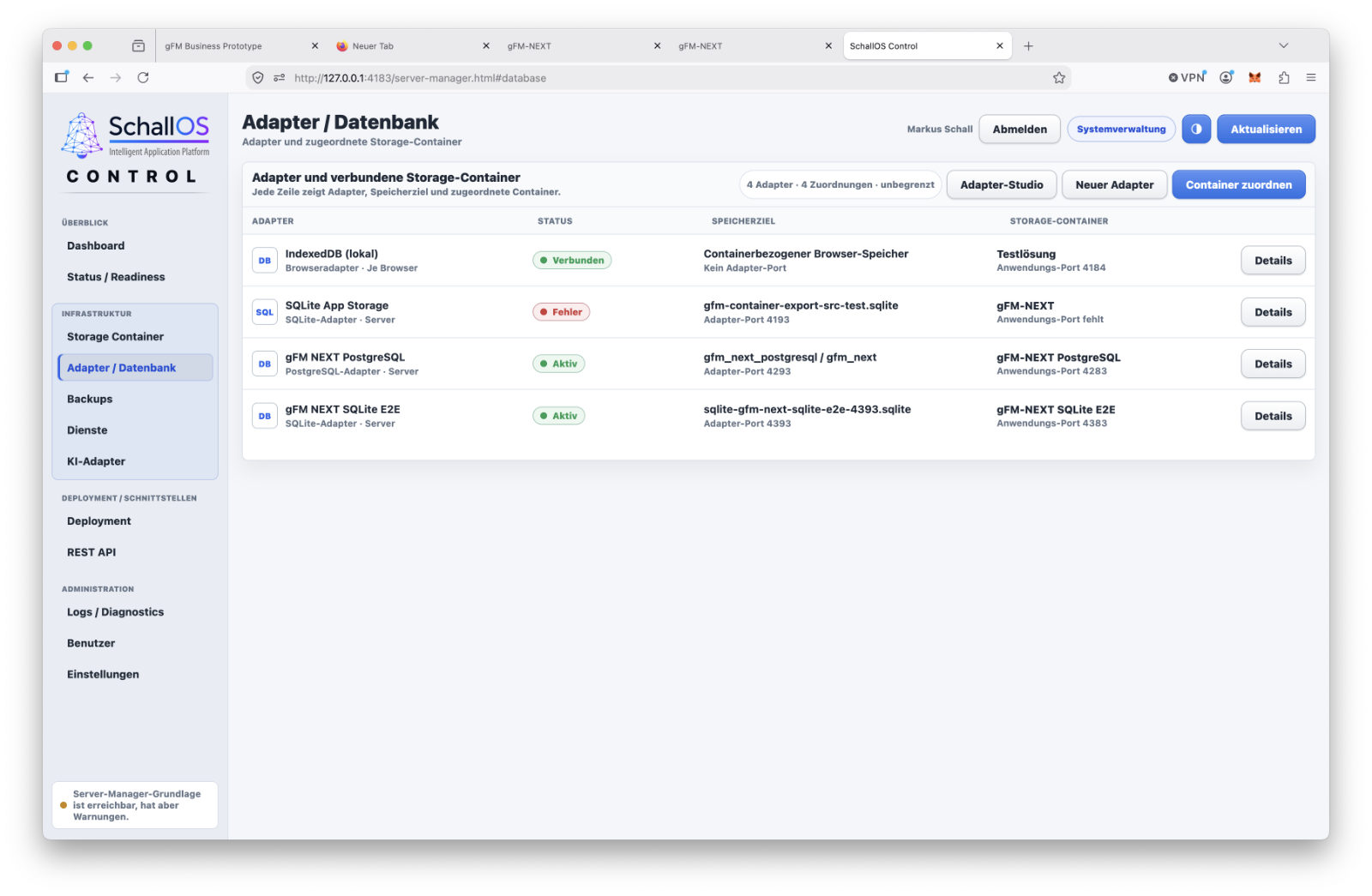 SchallOS-Control: Datenbank-Adapter