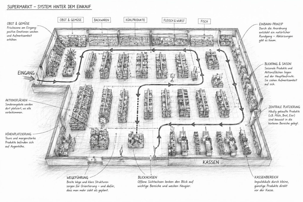 Acordo com a psicologia comercial do supermercado