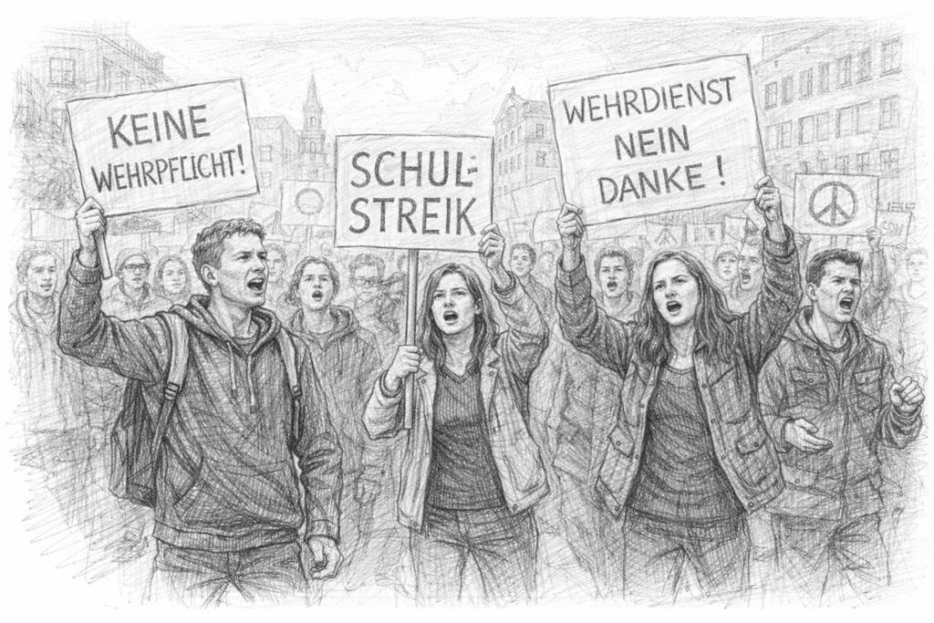 Grèves et manifestations contre l'armée allemande dans les écoles