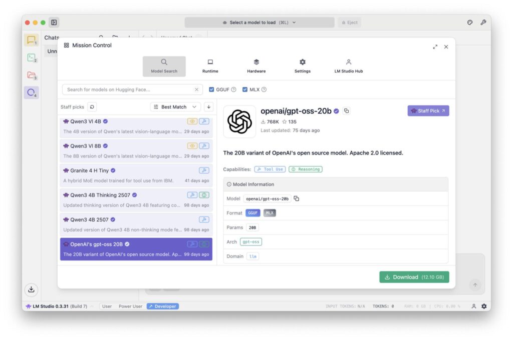 Pobieranie modeli w LM-Studio