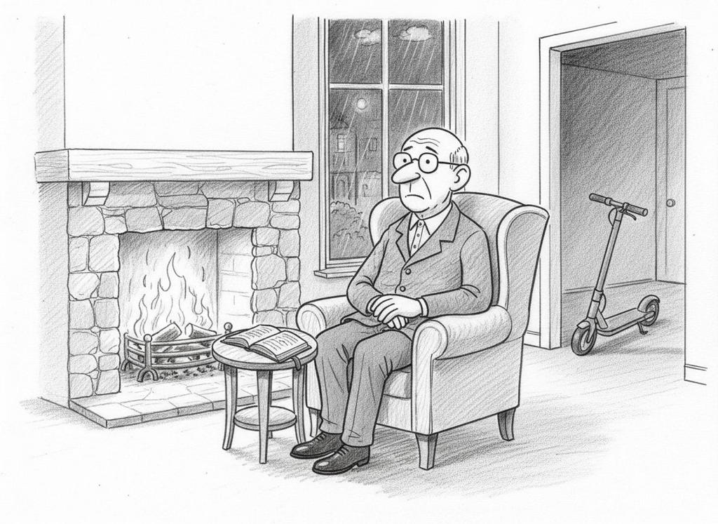 Senhor de L'oreot à noite junto à lareira