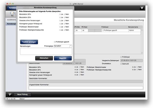 Effectuer un contrôle de constance dans gFM-Dental